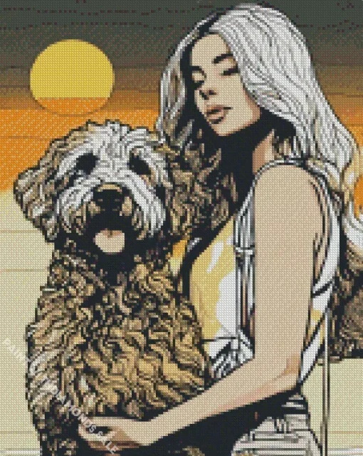 Labradoodle Dog With A Girl Diamond Painting