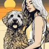 Labradoodle Dog With A Girl Diamond Painting