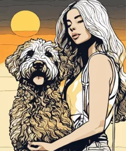 Labradoodle Dog With A Girl Diamond Painting