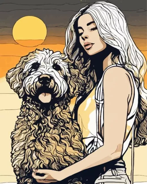 Labradoodle Dog With A Girl Diamond Painting