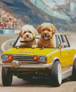 Labradoodle Dogs Driving Diamond Painting