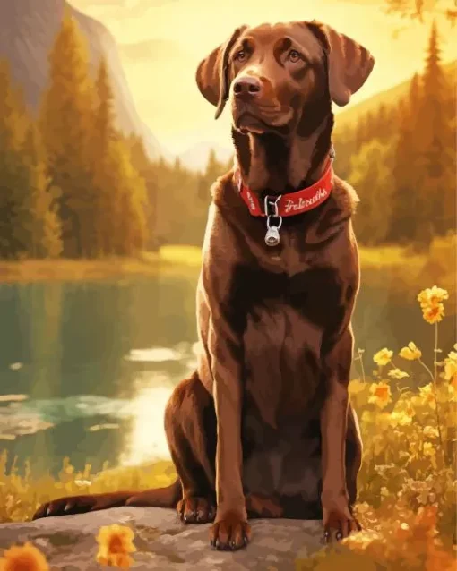 Labrador Retriever By Lake Diamond Painting