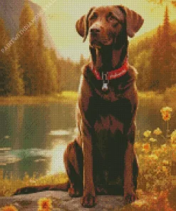 Labrador Retriever By Lake Diamond Painting