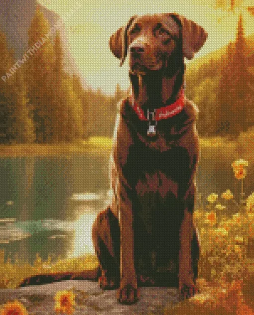 Labrador Retriever By Lake Diamond Painting