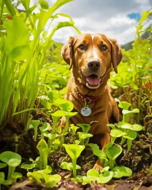 Labrador Retriever In A Garden Diamond Painting