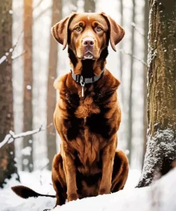 Labrador Retriever In A Snowy Forest Diamond Painting