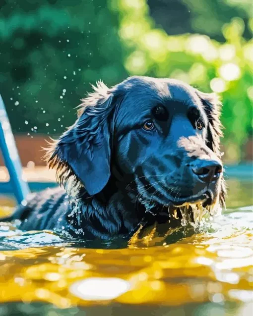 Labrador Retriever Swimming Diamond Painting