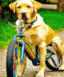 Labrador Retriever With A Bicycle Diamond Painting