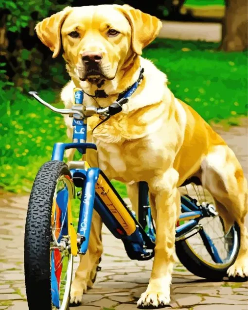 Labrador Retriever With A Bicycle Diamond Painting