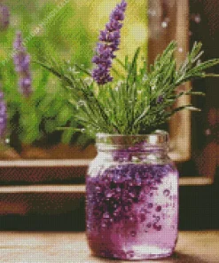 Lavender In A Glass Jar Diamond Painting