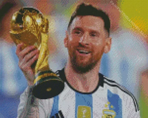 Lionel Messi With World Cup Diamond Painting