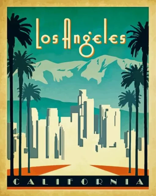 Los Angeles California Travel Poster Diamond Painting