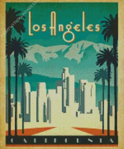 Los Angeles California Travel Poster Diamond Painting