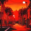 Los Angeles In Red Lights Diamond Painting