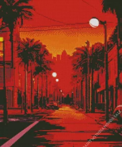 Los Angeles In Red Lights Diamond Painting