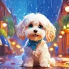 Maltese In Rain Diamond Painting