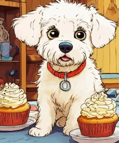 Maltese With Cupcakes Diamond Painting