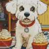 Maltese With Cupcakes Diamond Painting