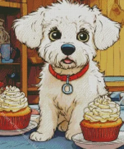 Maltese With Cupcakes Diamond Painting