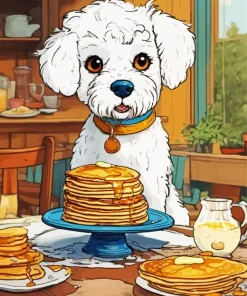 Maltese With Pancakes Diamond Painting