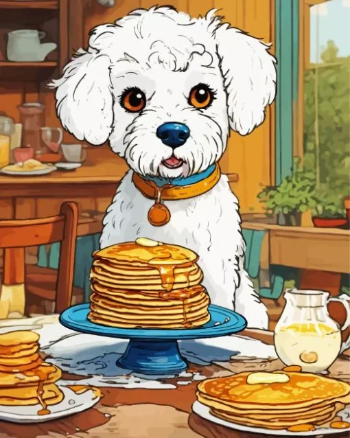 Maltese With Pancakes Diamond Painting