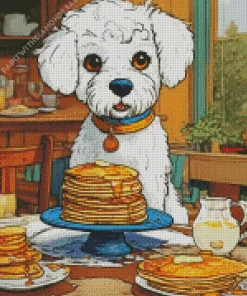 Maltese With Pancakes Diamond Painting