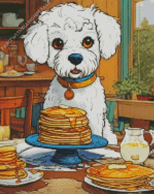 Maltese With Pancakes Diamond Painting