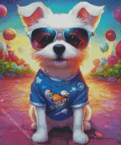 Maltese With Sunglasses Diamond Painting