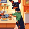 Miniature Pinscher Cooking Diamond Painting