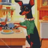 Miniature Pinscher Cooking Diamond Painting