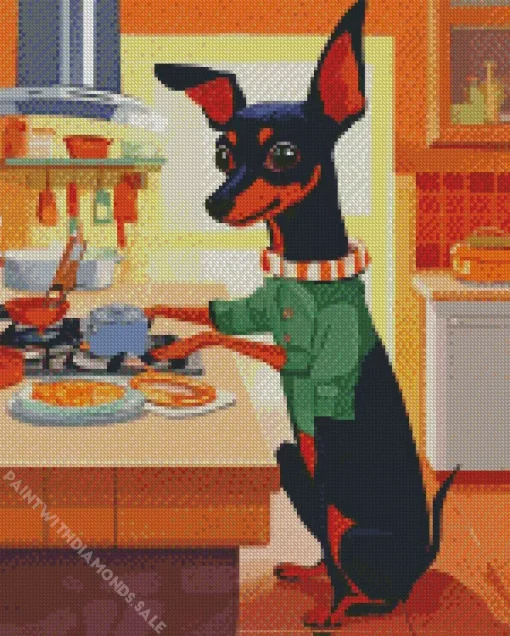 Miniature Pinscher Cooking Diamond Painting