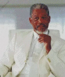 Morgan Freeman In White Suit Diamond Painting