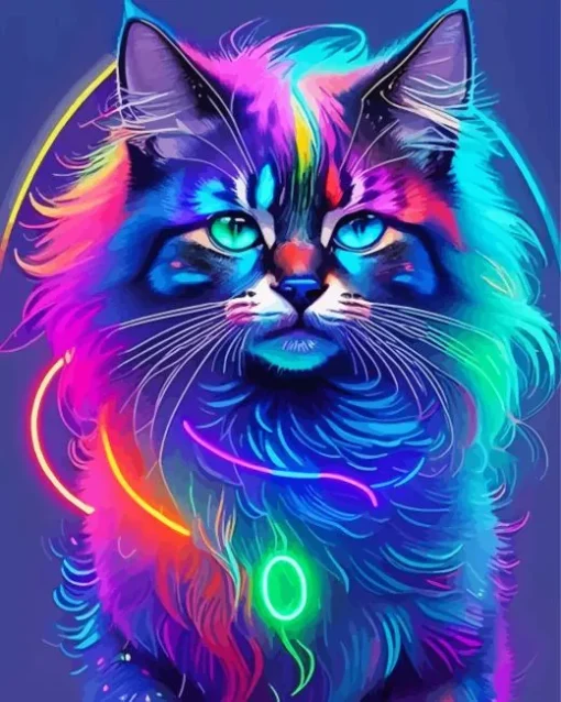 Neon Cat Diamond Painting