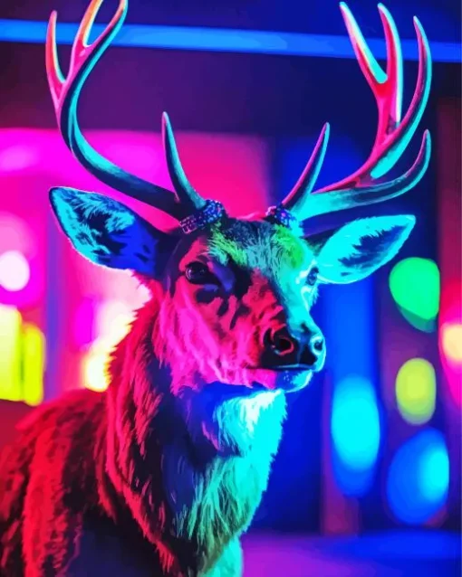 Neon Deer Art Diamond Painting