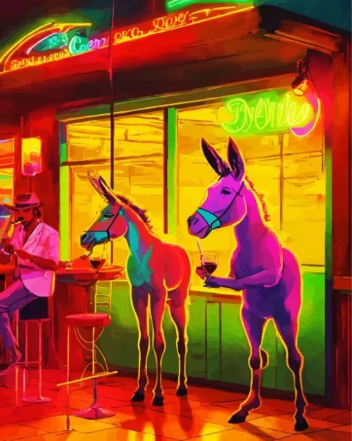 Neon Donkeys Diamond Painting