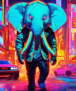 Neon Elephant Diamond Painting