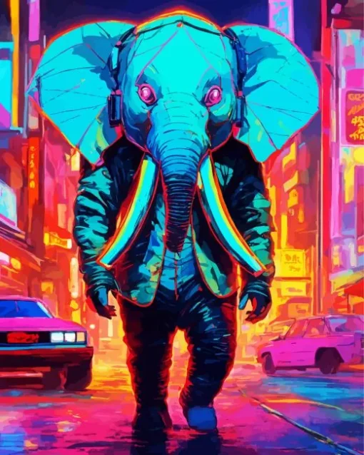 Neon Elephant Diamond Painting