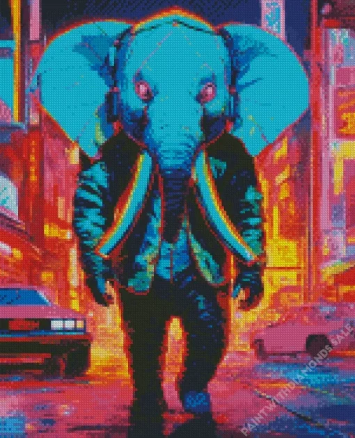 Neon Elephant Diamond Painting