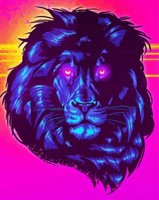 Neon Lion Diamond Painting