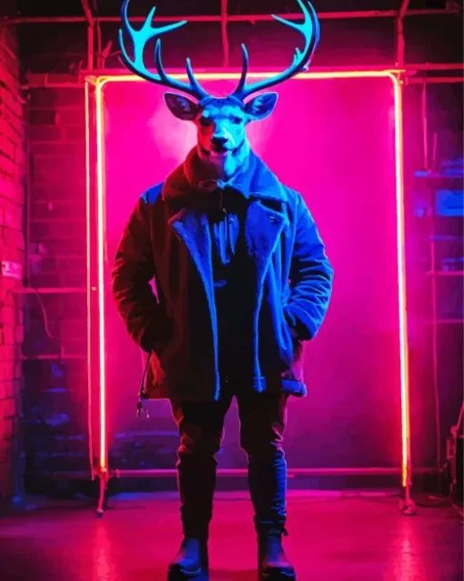 Neon Mr Deer Diamond Painting