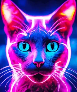 Neon Purple Cat Diamond Painting