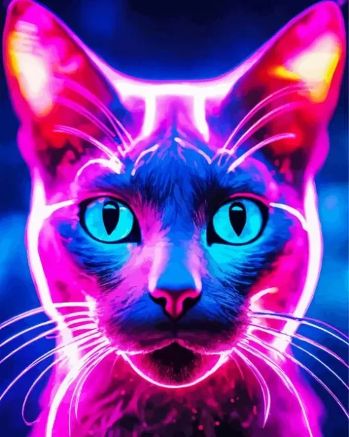 Neon Purple Cat Diamond Painting