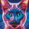 Neon Purple Cat Diamond Painting