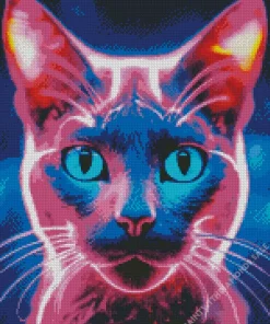 Neon Purple Cat Diamond Painting