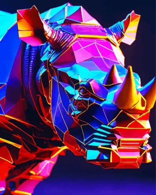 Neon Rhino Diamond Painting