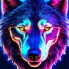 Neon Wolf Head Diamond Painting