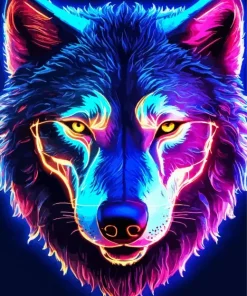 Neon Wolf Head Diamond Painting