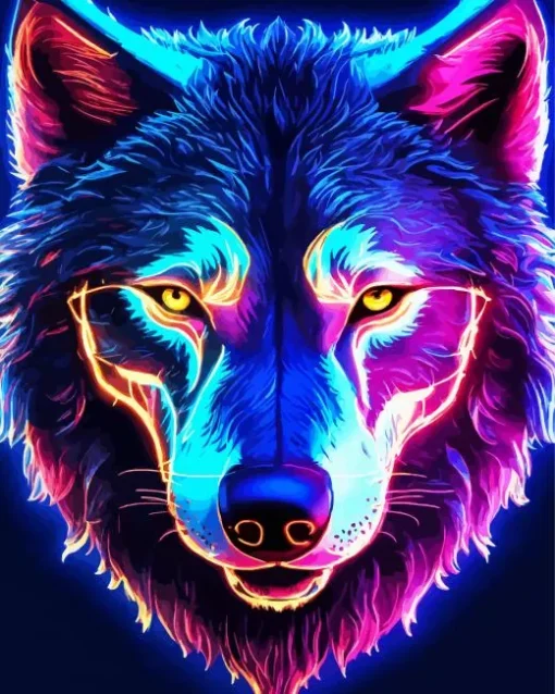 Neon Wolf Head Diamond Painting