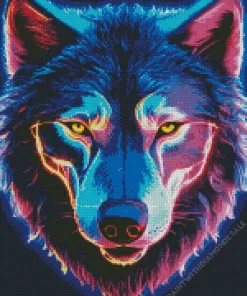 Neon Wolf Head Diamond Painting