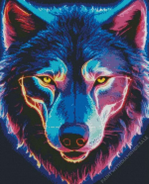 Neon Wolf Head Diamond Painting